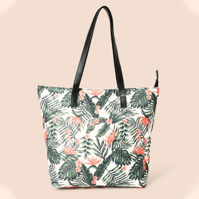 Floral Printed Structured Tote Bag