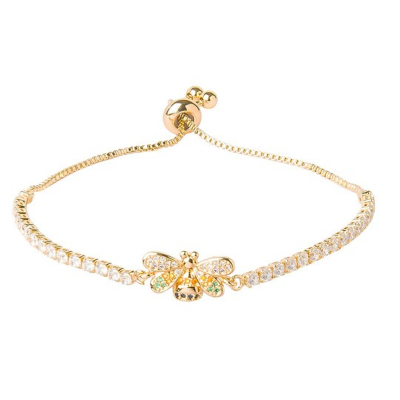 Women Gold-Toned Brass American Diamond Gold-Plated Charm Bracelet