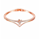 Rose Gold Plated Cubic Zirconia Studded Bangle Style Bracelet