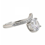 Silver-Toned & Rhinestones Studded Finger Ring