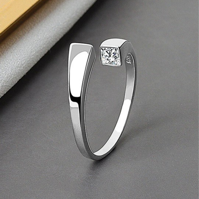Silver-Plated CZ Studded Finger Ring