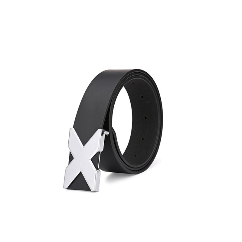 Men Leather Push Pin Formal Belt