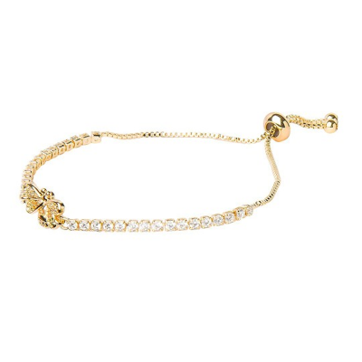 Women Gold-Toned Brass American Diamond Gold-Plated Charm Bracelet