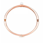 Rose Gold Plated Cubic Zirconia Studded Bangle Style Bracelet