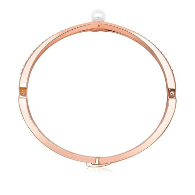 Rose Gold Plated Cubic Zirconia Studded Bangle Style Bracelet
