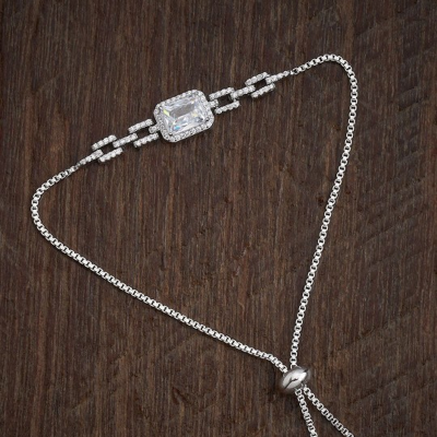 Women Rhodium Plated Cubic Zirconia Wraparound Bracelet