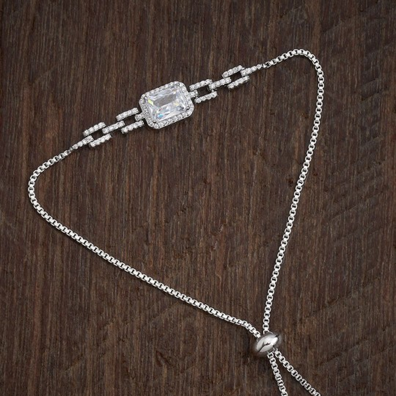 Women Rhodium Plated Cubic Zirconia Wraparound Bracelet