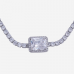 Women Rhodium-Plated Cubic Zirconia Studded Link Bracelet