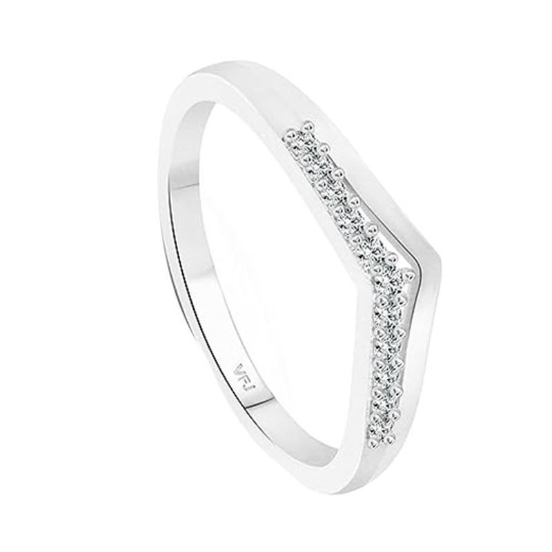 Women Rhodium-Plated CZ-Studded Finger Ring