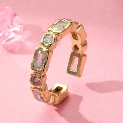 Lustrous Multi-Stone Gold Ring For Women & Girls