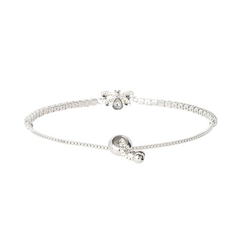 Women Silver-Toned & Yellow Brass American Diamond Silver-Plated Charm Bracelet