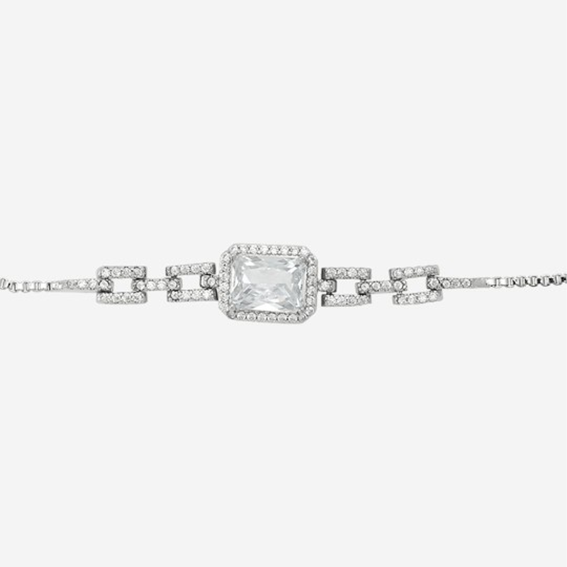 Women Rhodium Plated Cubic Zirconia Wraparound Bracelet