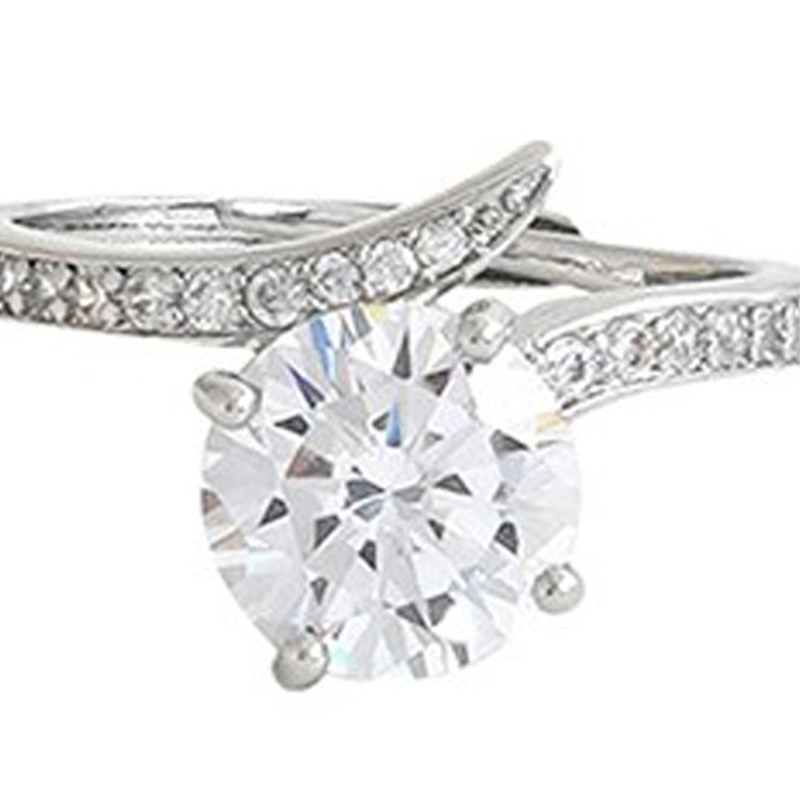 Silver-Toned & Rhinestones Studded Finger Ring