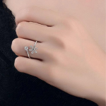Silver-Plated Studded Alluring Flower Finger Ring