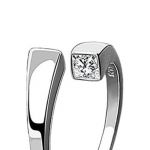 Silver-Plated CZ Studded Finger Ring