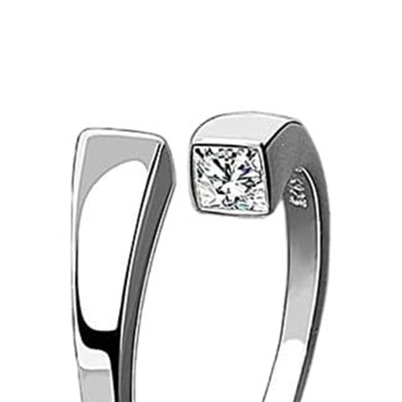 Silver-Plated CZ Studded Finger Ring