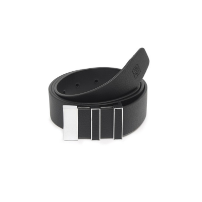 Men Black Textured Leather Belt