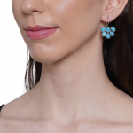 Blue Silver Plated Contemporary Drop Earrings
