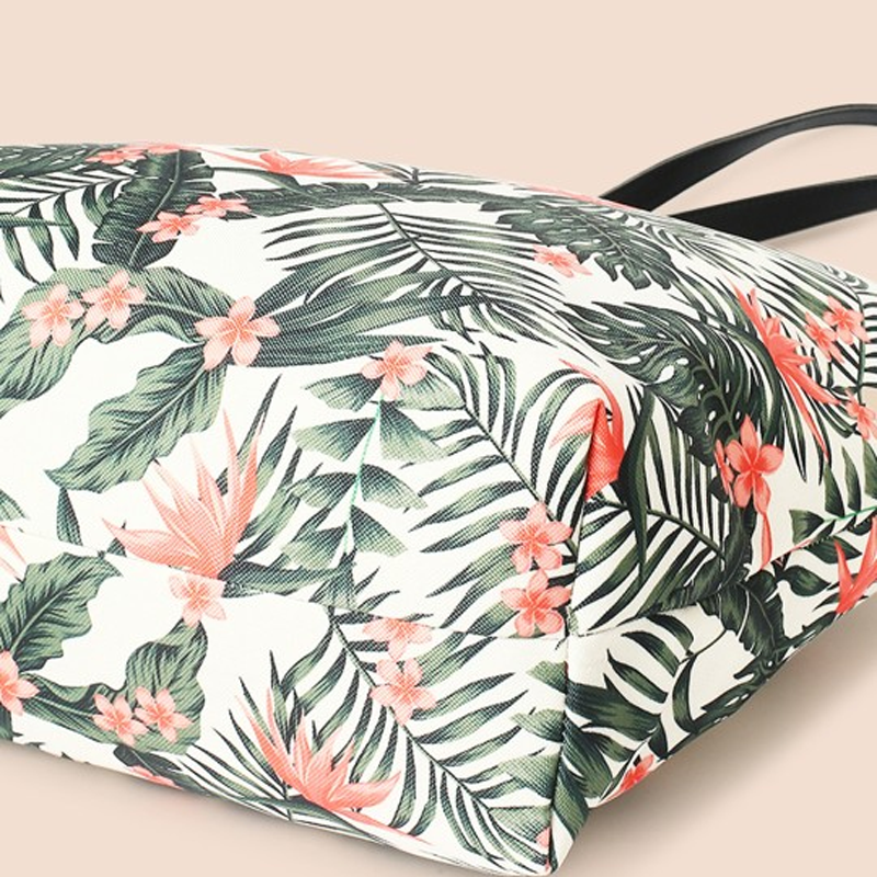 Floral Printed Structured Tote Bag